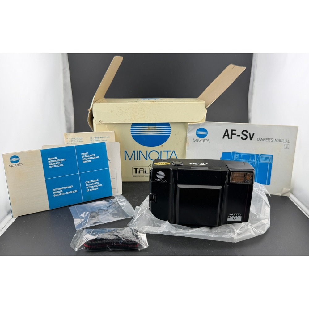 Minolta AF-Sv Talker-35mm Film Camera f/2.8 Lens, Vintage Point and Shoot NIB
